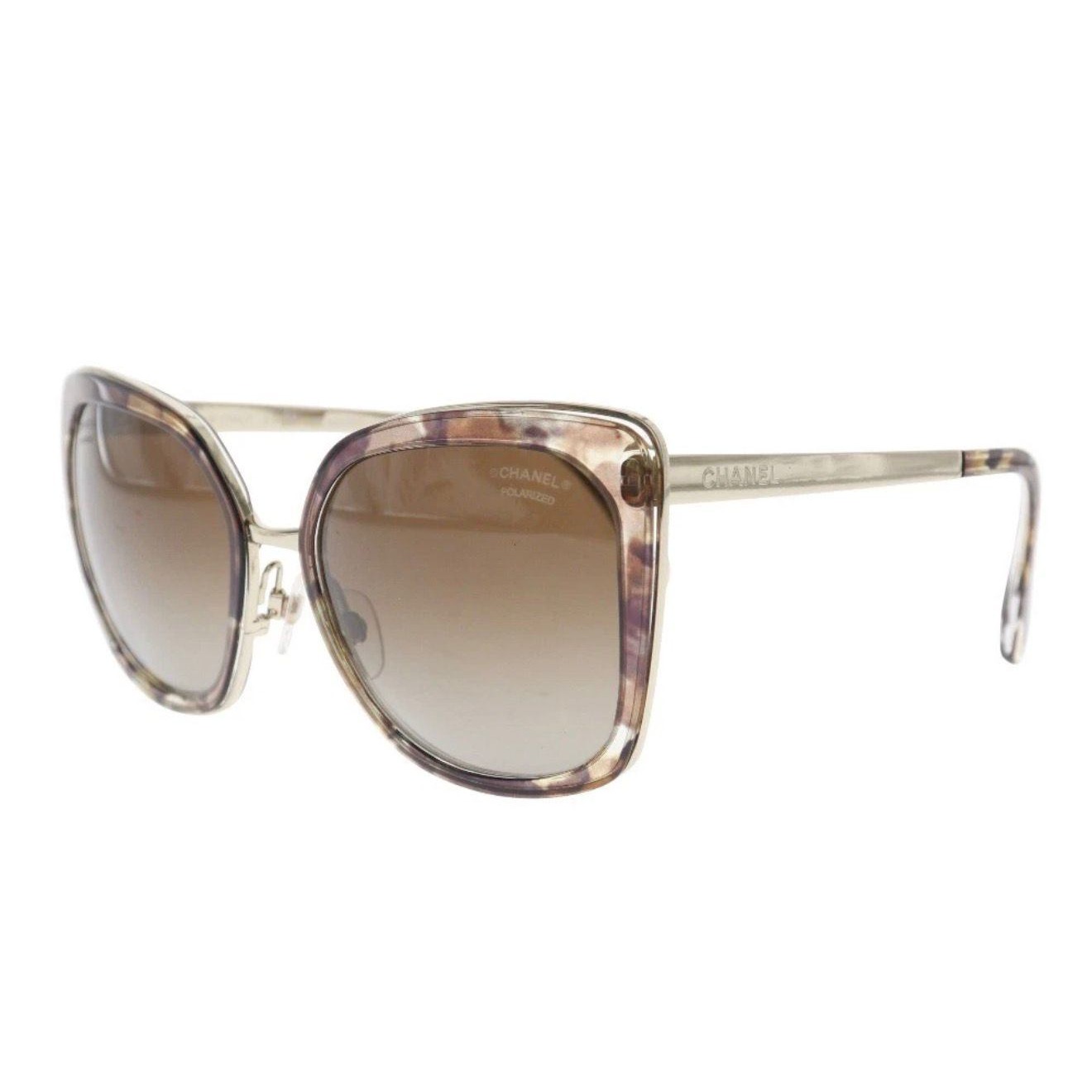 Chanel Polarized Sunglasses Ws12083 Brown Side Logo 100% Authentic Women